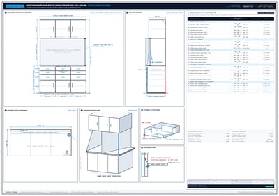 Russian CAD drawing of a workshop tool cabinet with dimensions, drawers, doors, and workbench